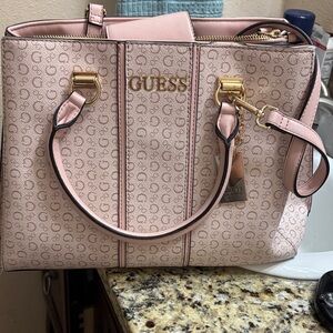 GUESS Blush Pink Logo Tote with Gold Hardware